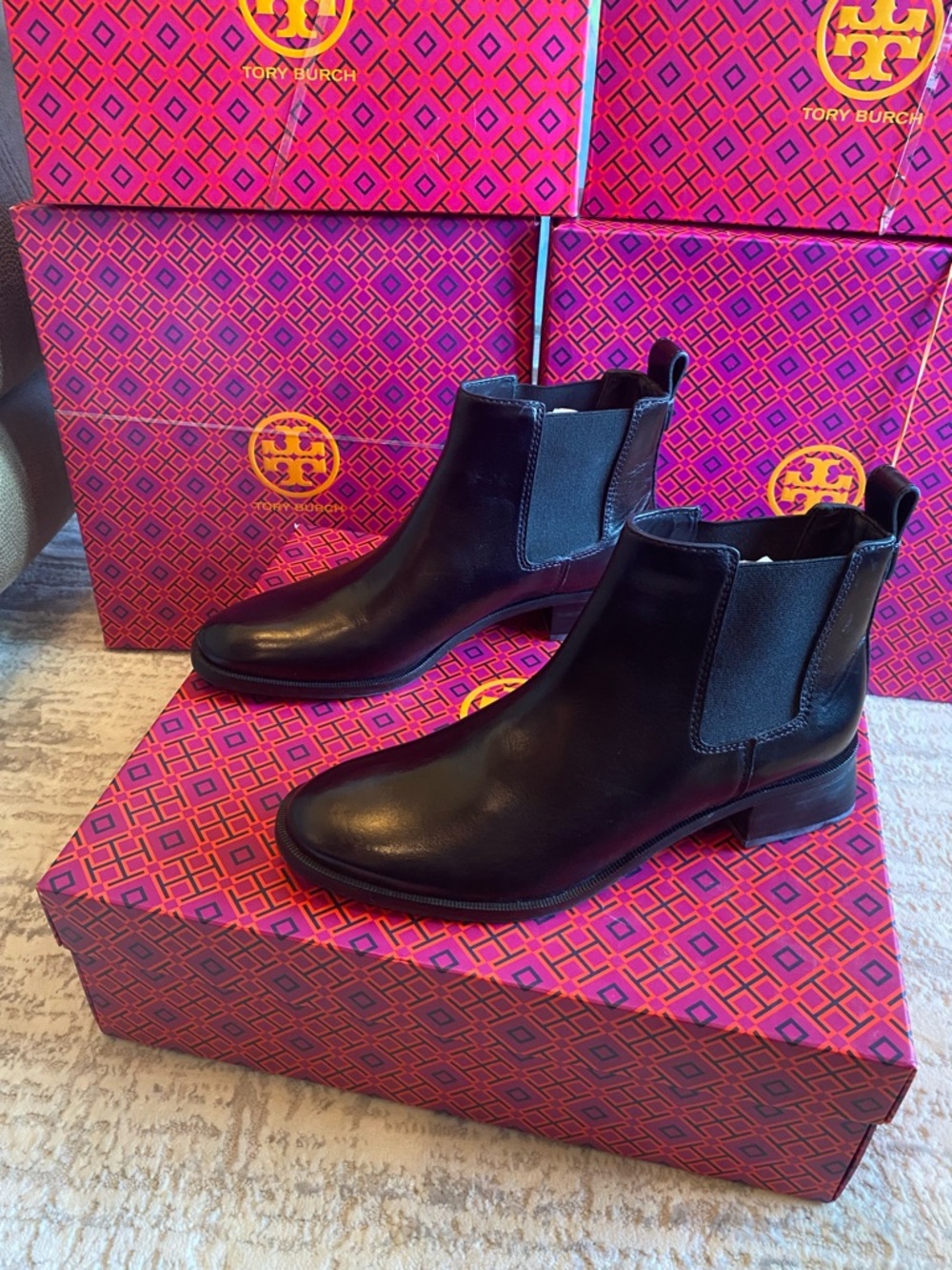 Tory Burch Black Leather Chelsea Ankle Bootie